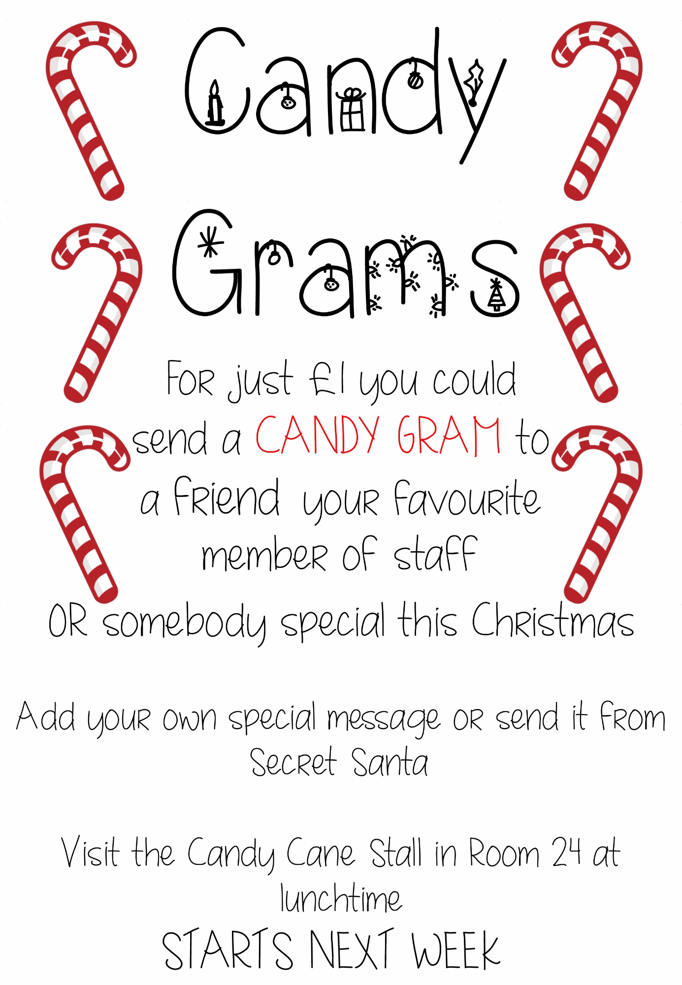 Free Printable Candy Cane Gram Template